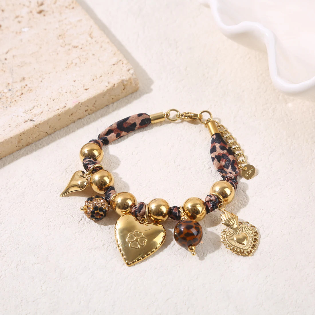 Dames Armband met Bedels – Luipaardkoord | Twinolo