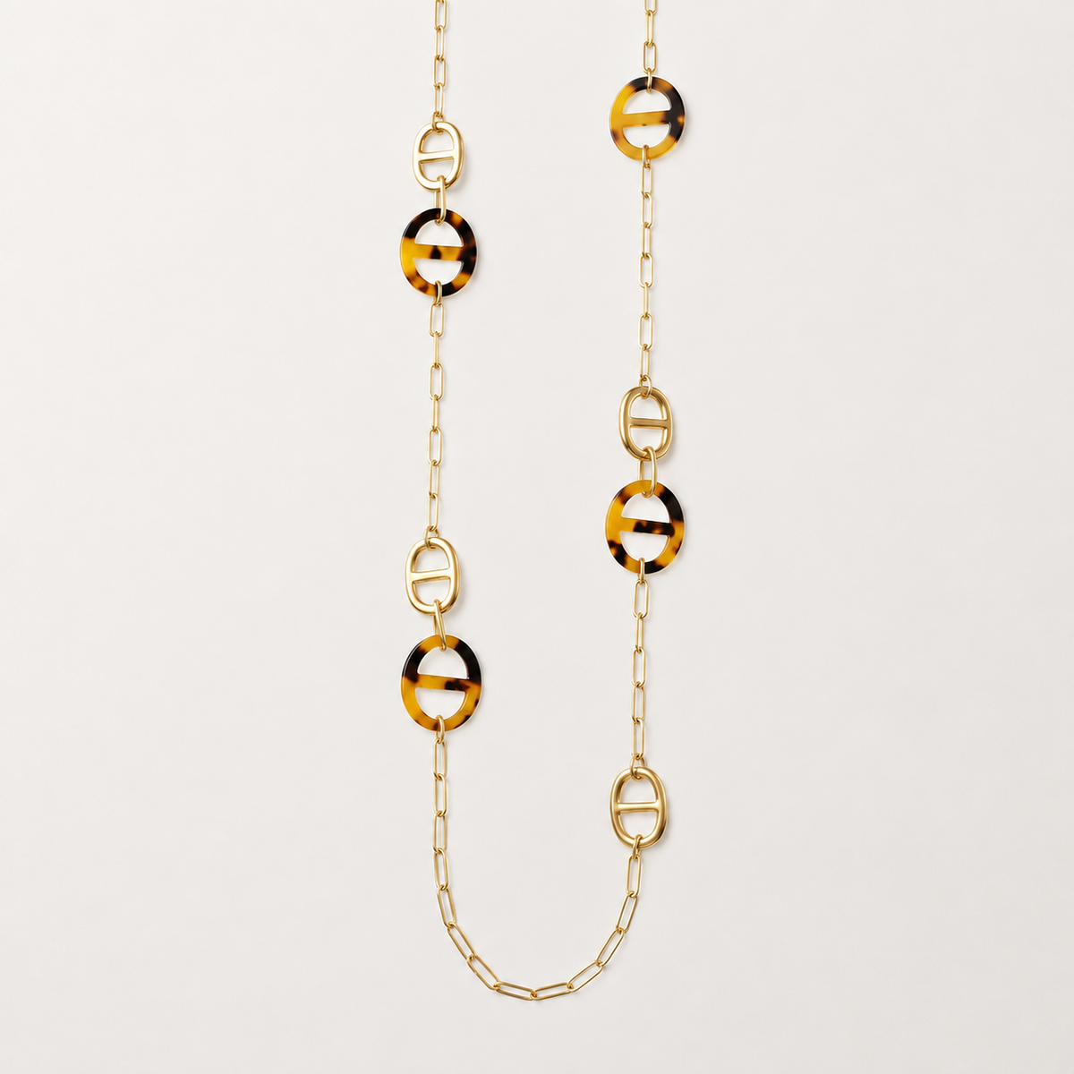 Lange Statement Ketting met Resin Details – Goudkleurig – RVS | TWINOLO