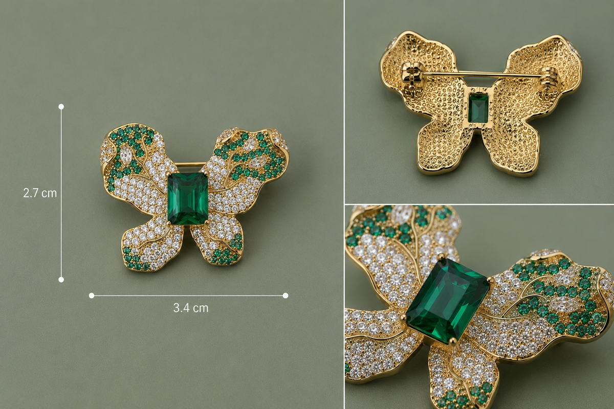 Luxe Vlinder Broche met Zirkonia – 14K Verguld | Twinolo