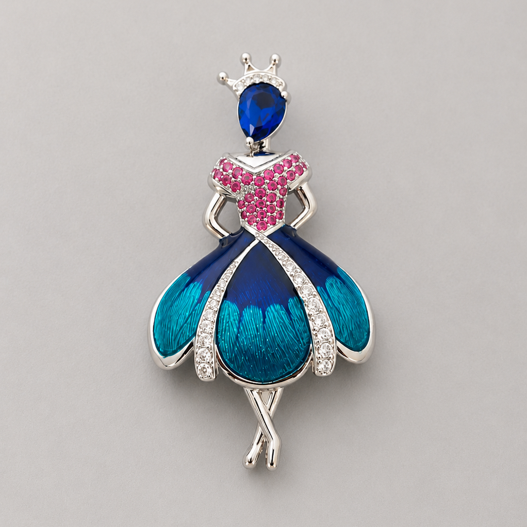 Broche de luxe Princesse avec Zirconium – Plaqué Or 18K | Twinolo