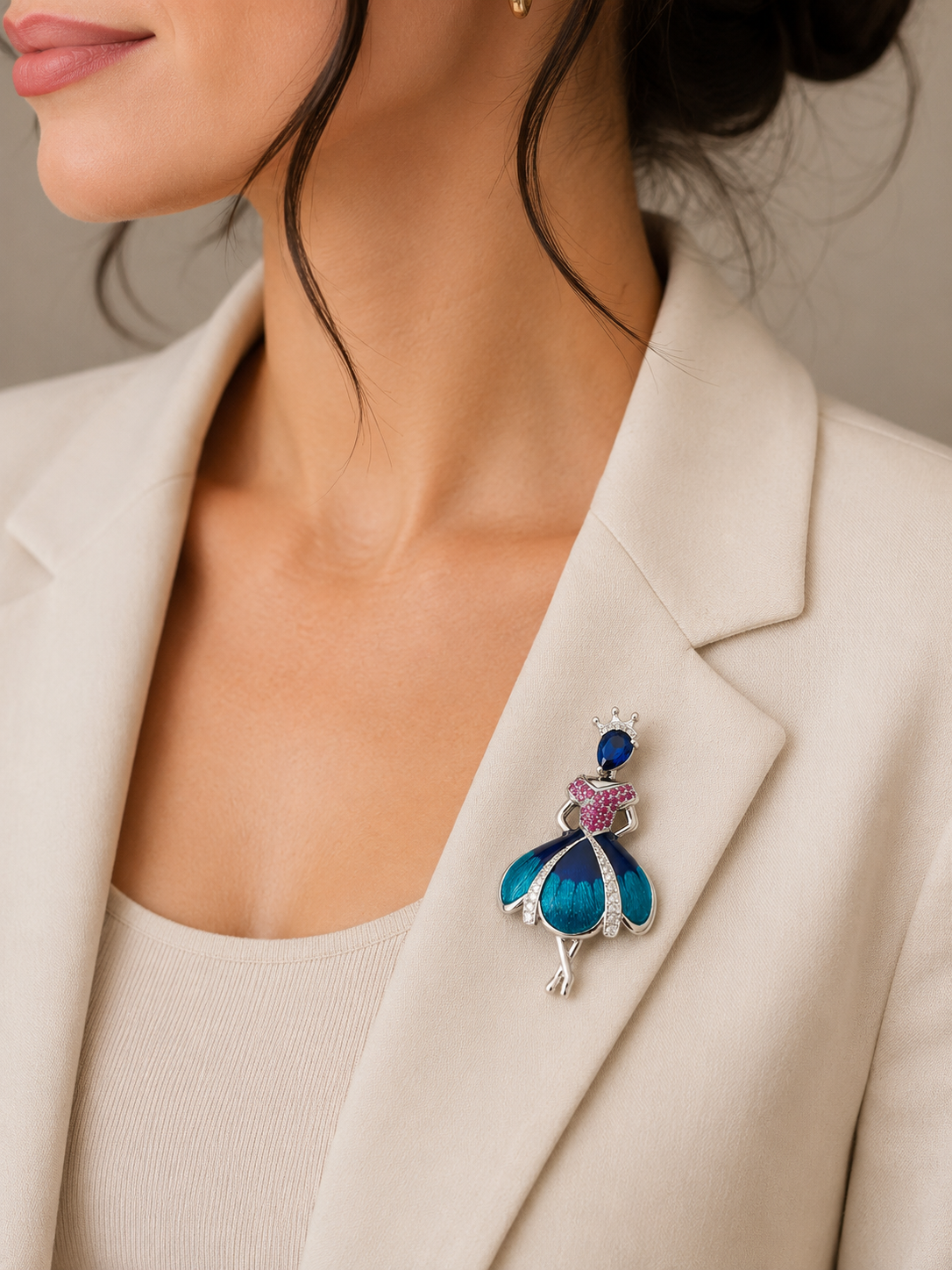 Broche de luxe Princesse avec Zirconium – Plaqué Or 18K | Twinolo