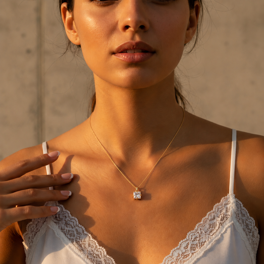 Dames Ketting met Vierkante Steen | Twinolo