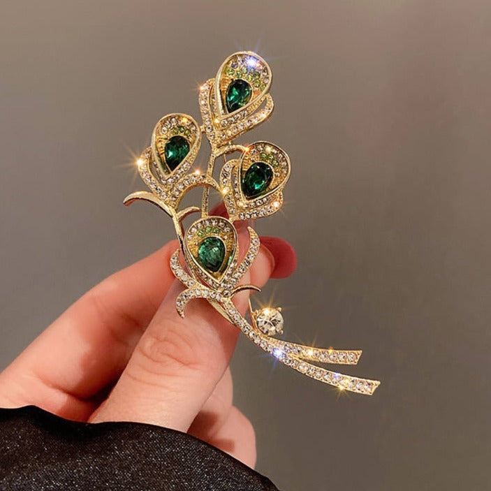 Bloembroche - Elegante Broche met Kristallen | Twinolo