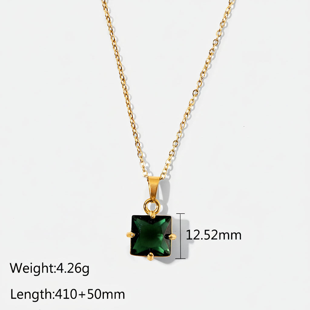 Collier en argent pour femme avec pierre carrée | Twinolo