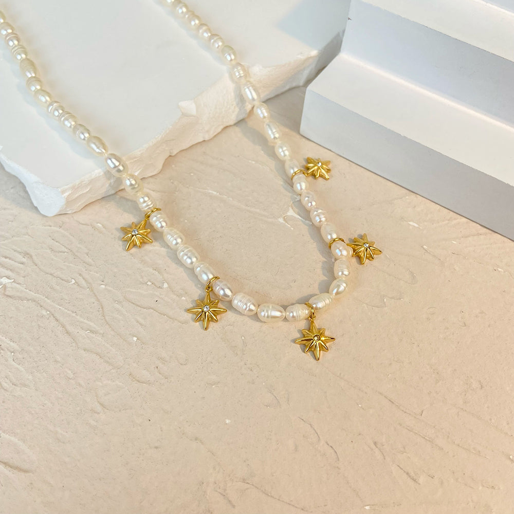 Freshwater Pearl & Star Necklace – Elegant & Playful | Twinolo