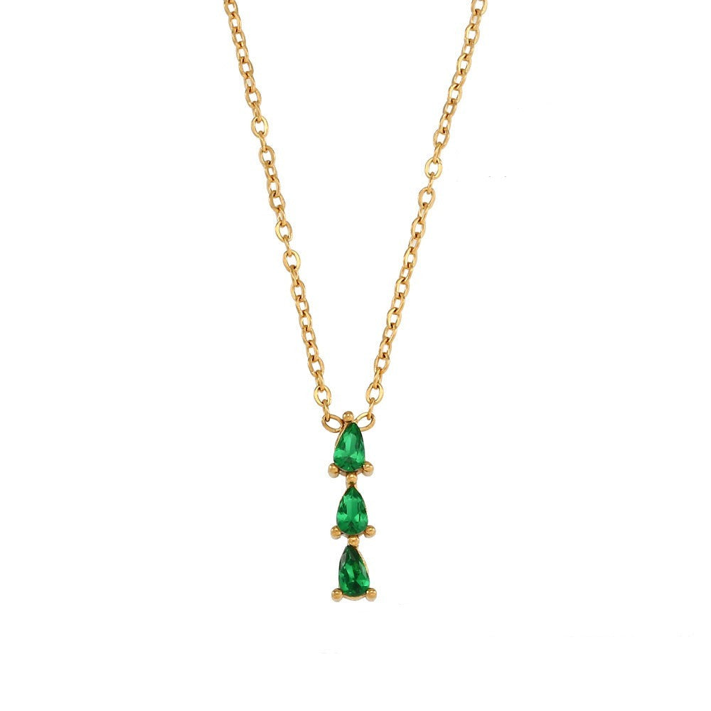 Collier avec zircone cubique en forme de goutte - Détail étincelant | Twinolo