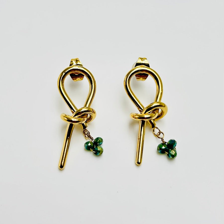 Boucles d'oreilles dorées avec pierres vertes – Luxe & Colorées | Twinolo