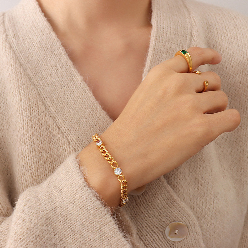 Schakelarmband met Zirkonia – Elegant & Glanzend | Twinolo