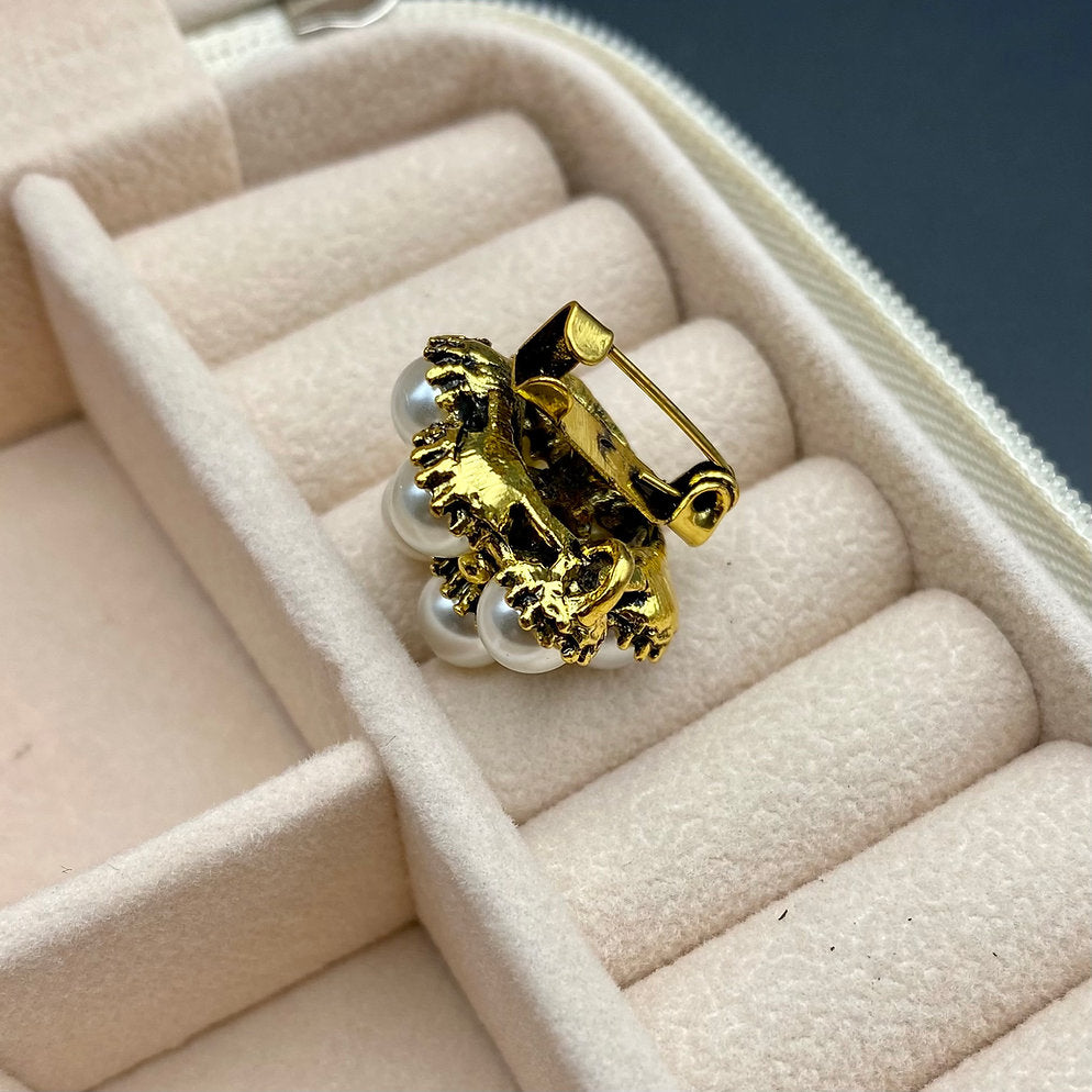 Broche - Elegante Broche met Kristallen en Parel