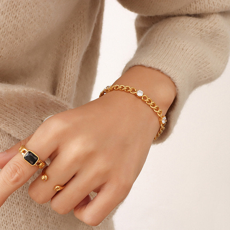 Schakelarmband met Zirkonia – Elegant & Glanzend | Twinolo