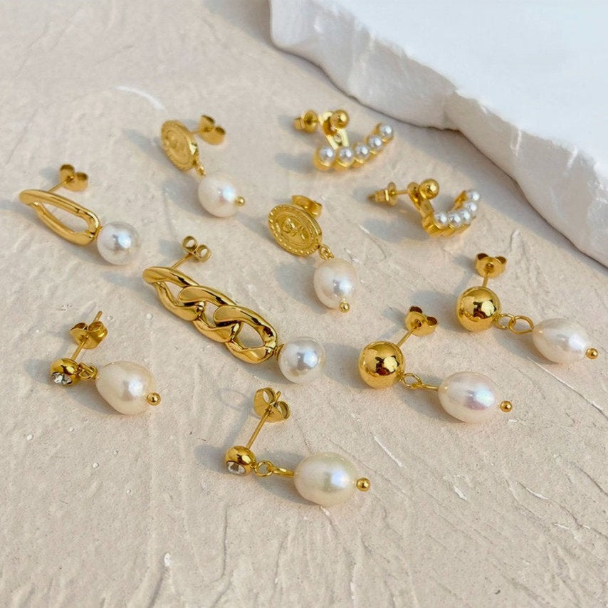 Boucles d'oreilles perles et chaîne – Modernes & Élégantes | Twinolo