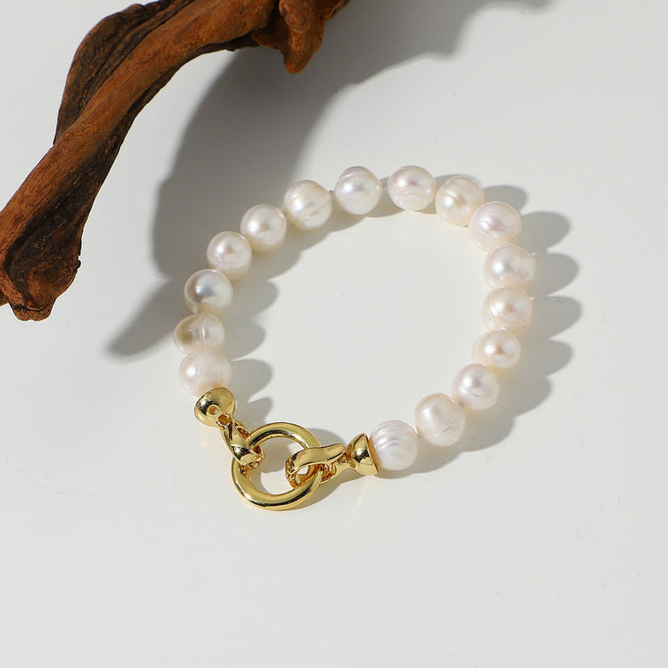 Elegante parelarmband van zoetwaterparels met gold plated sluiting