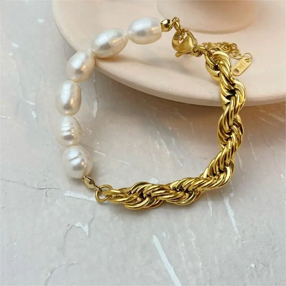 Zoetwaterparel Armband met Schakelketting – Tijdloos & Elegant | Twinolo