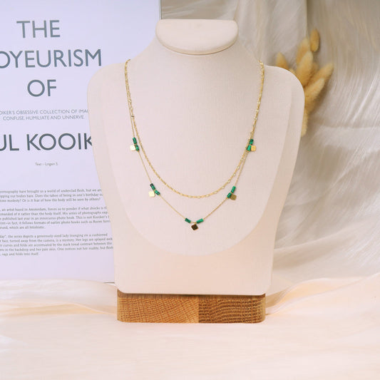 Dubbele Ketting met Groene Steentjes – Gelaagd & Elegant | Twinolo