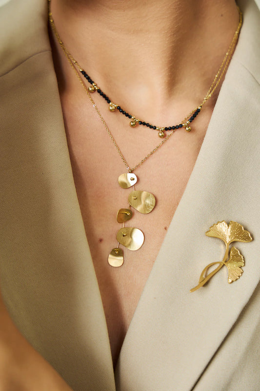 Broche Feuille de Ginkgo Dorée – Design Minimaliste & Intemporel | Twinolo