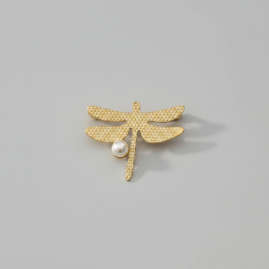 Broche Libellule Dorée avec Perle – Acier Inoxydable – Élégante & Intemporelle | TWINOLO