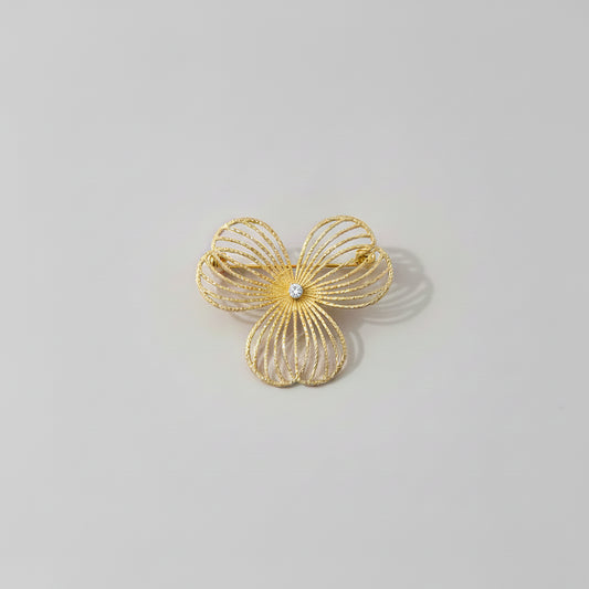 Broche Fleur Dorée avec Cristal – Acier Inoxydable – Design Élégant | Twinolo