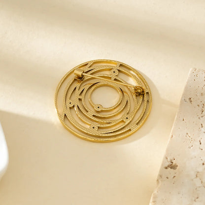Gouden Cirkel Broche met Kristallen – Roestvrij Staal – Modern Design | Twinolo