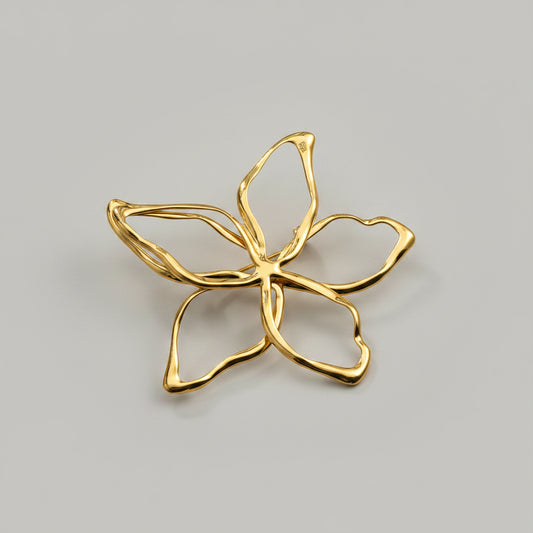 Broche Fleur Ouverte Dorée – Acier Inoxydable | Twinolo