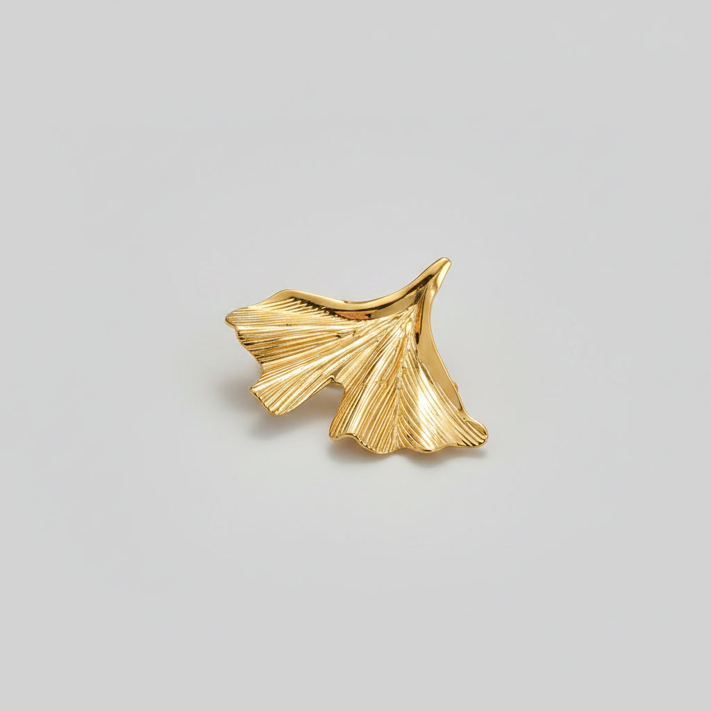 Gouden Ginkgo Blad Broche – Roestvrij Staal – Elegant & Tijdloos Design | Twinolo