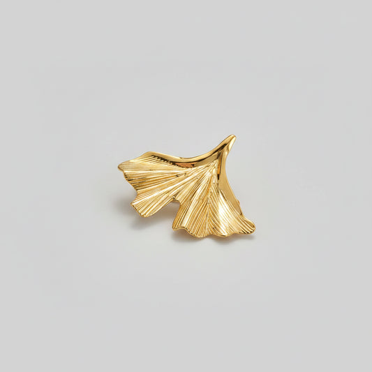 Broche Ginkgo Feuille Dorée – Acier Inoxydable – Design Élégant et Intemporel | Twinolo