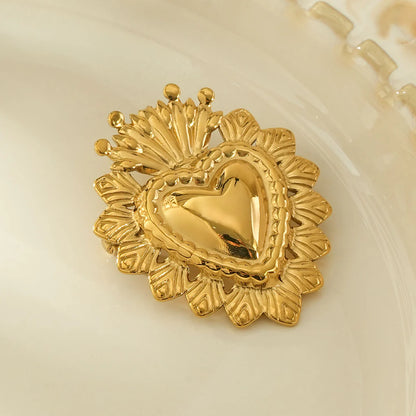 Gouden Hart Broche – Roestvrij Staal – Vintage Stijl Design | Twinolo