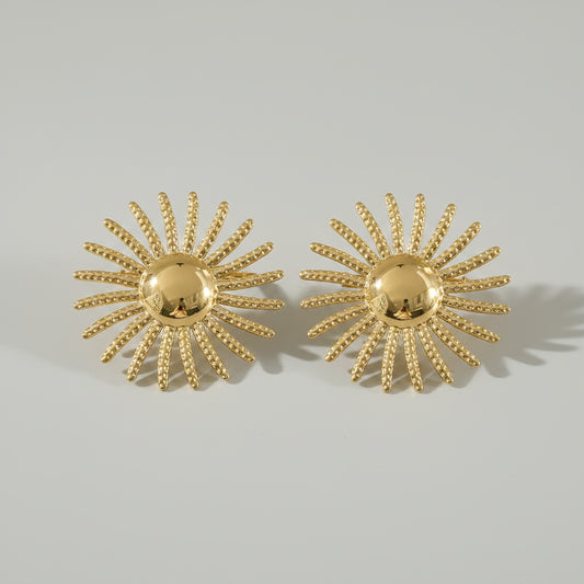 Dames Oorbellen Goud – Zon Design – RVS Statement Oorbellen Groot | Twinolo
