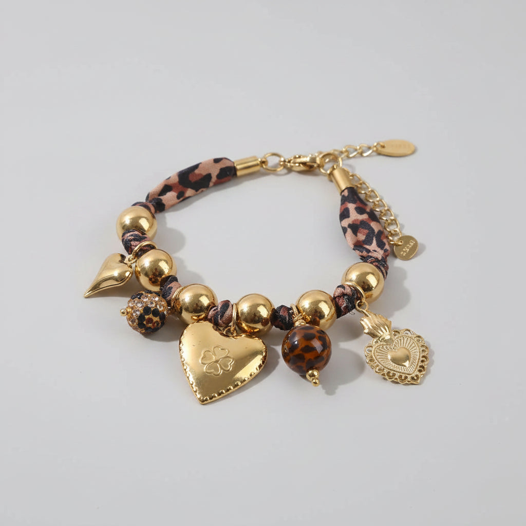 Dames Armband met Bedels – Luipaardkoord | Twinolo