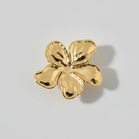 Broche Fleur Magnétique – Acier Inoxydable Doré | Twinolo
