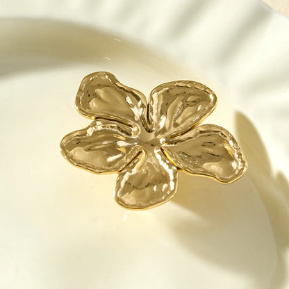 Magnetische Bloem Broche – Goudkleurig RVS | Twinolo