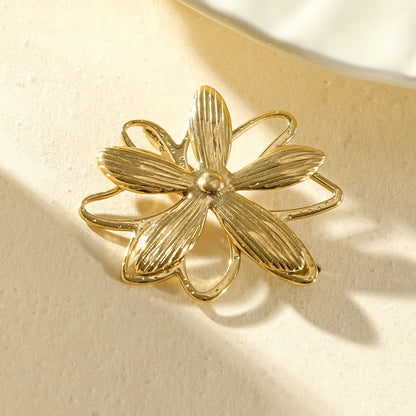 Goudkleurige Bloem Broche – RVS | Twinolo