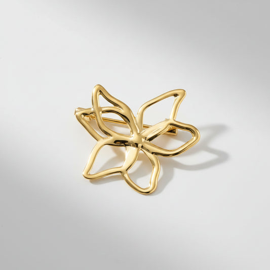 Open Bloem Broche Goudkleurig – RVS | Twinolo