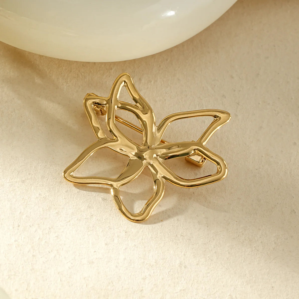 Open Bloem Broche Goudkleurig – RVS | Twinolo