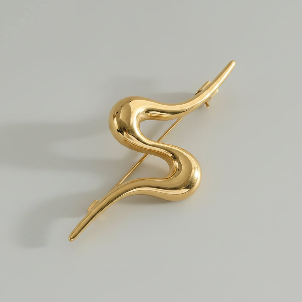 Abstract Gold-Tone Brooch – Stainless Steel | Twinolo