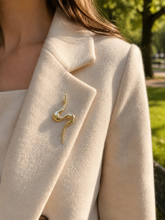 Broche abstraite dorée – Acier inoxydable | Twinolo