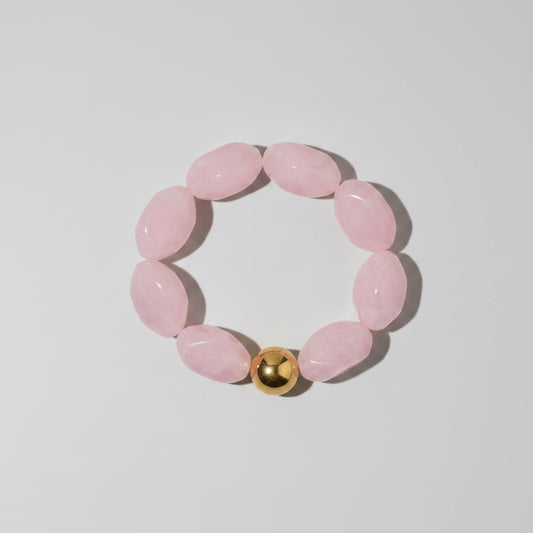 Dames Elastische Kralen Armband – Roze Resin | Twinolo