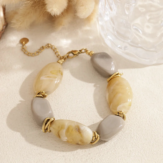 Marmerlook Kralenarmband met Grote Kralen | TWINOLO