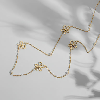 Lange Bloemenketting met Zirkonia | TWINOLO