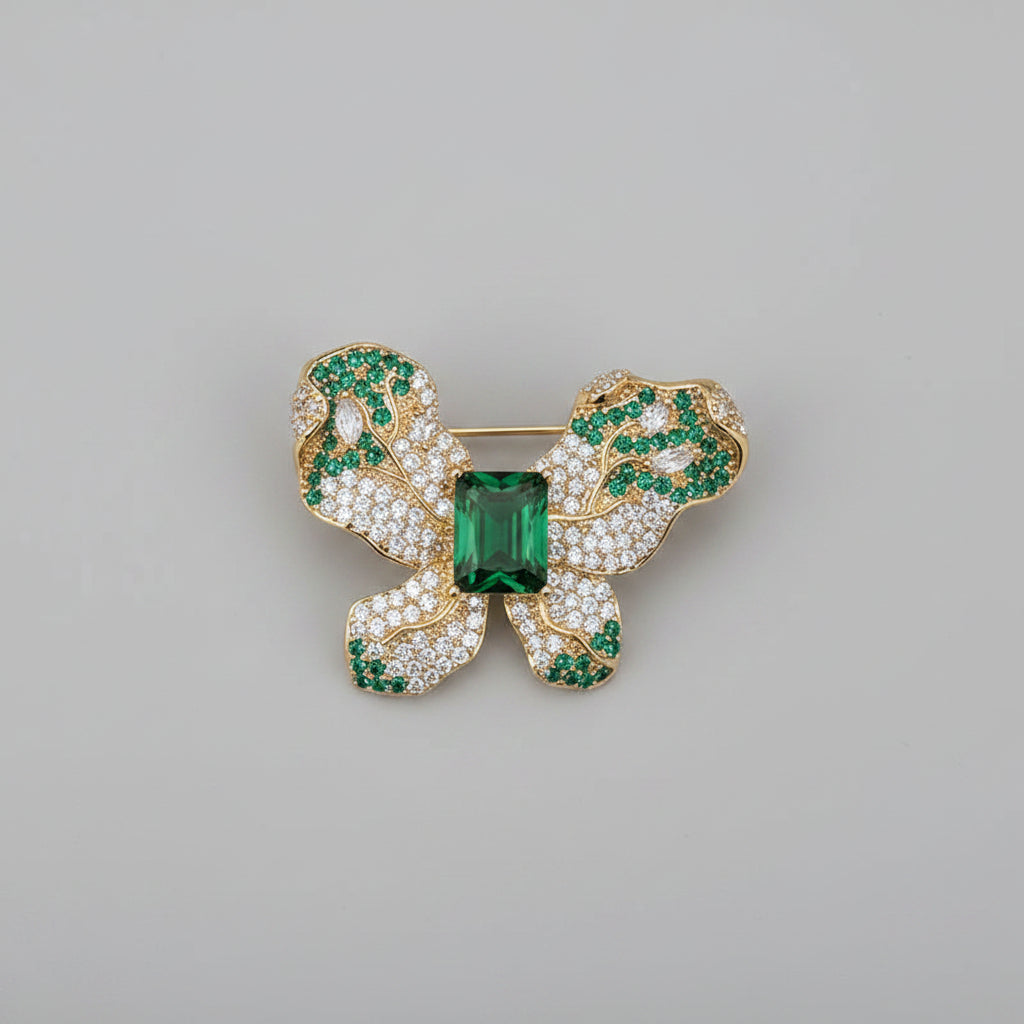 Broche Luxe Papillon Zirconia – Plaqué Or 14 Carats | Twinolo