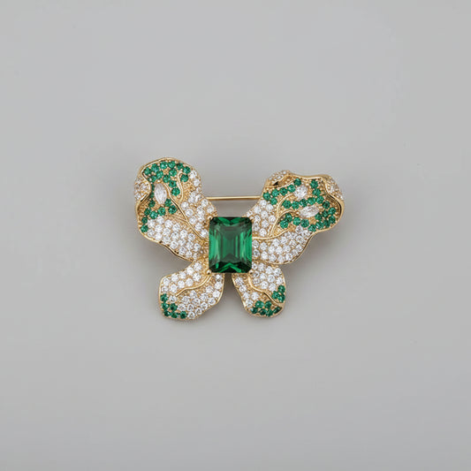Luxe Vlinder Broche met Zirkonia – 14K Verguld | Twinolo