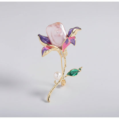 Luxe Bloemenbroche met Zoetwaterparel – 18K Verguld | Twinolo