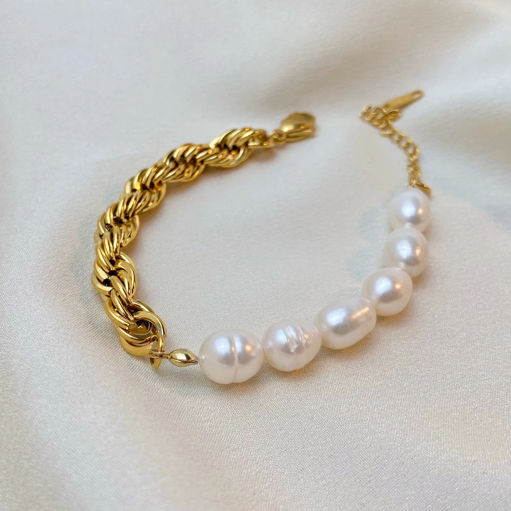 Zoetwaterparel Armband met Schakelketting – Tijdloos & Elegant | Twinolo