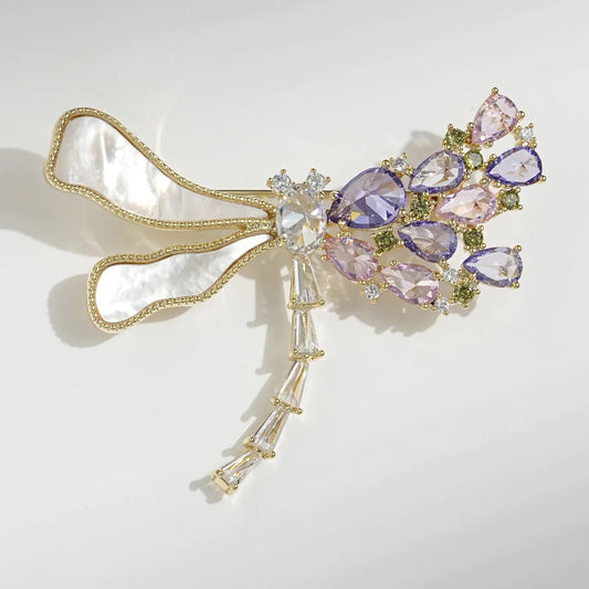 Luxe Broche met Natuurlijke Schelp & Zirkonia – 18K Verguld | Twinolo