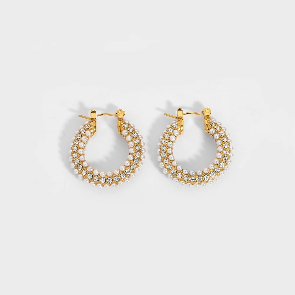 Créoles Dorées avec Perle – Style Classique | Twinolo