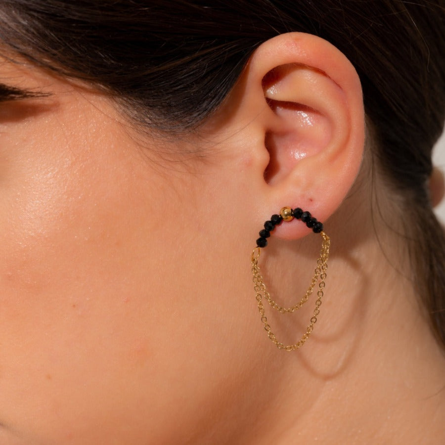 Boucles d'oreilles avec chaîne perlée – Look Boho Chic | Twinolo