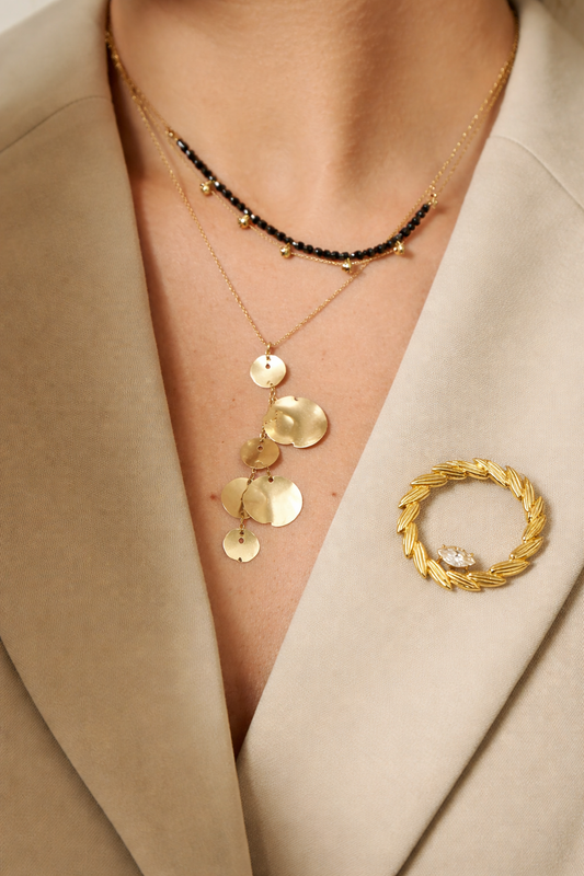 Broche Couronne Dorée – Design Élégant avec Pierre - Acier Inoxydable | Twinolo