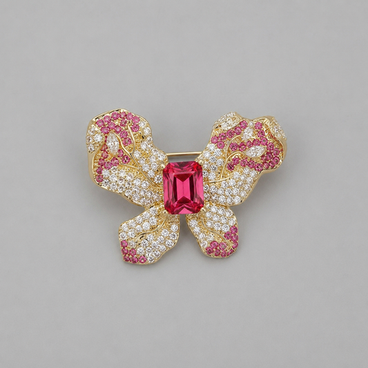 Luxe Vlinder Broche met Zirkonia – 14K Verguld | Twinolo