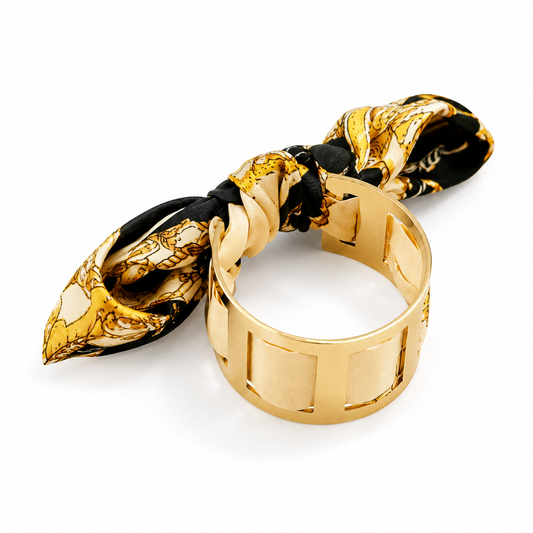 Goudkleurige Cuff Armband met Sjaal – RVS | TWINOLO