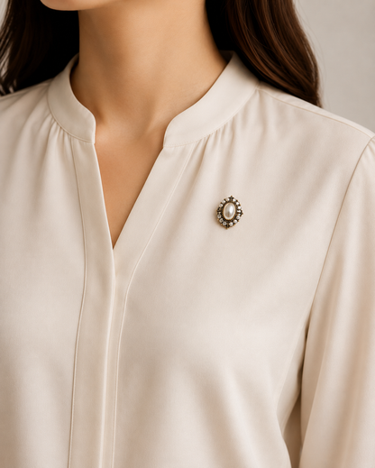 Broche - Elegante Broche met Kristallen en Parel