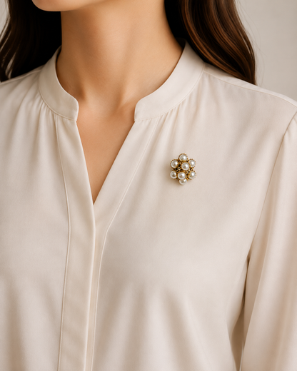 Broche - Elegante Broche met Kristallen en Parel